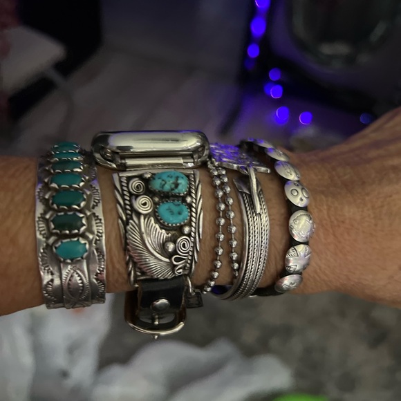 APPLE WATCHBAND/SS/Turquoise/Native American - Picture 3 of 3